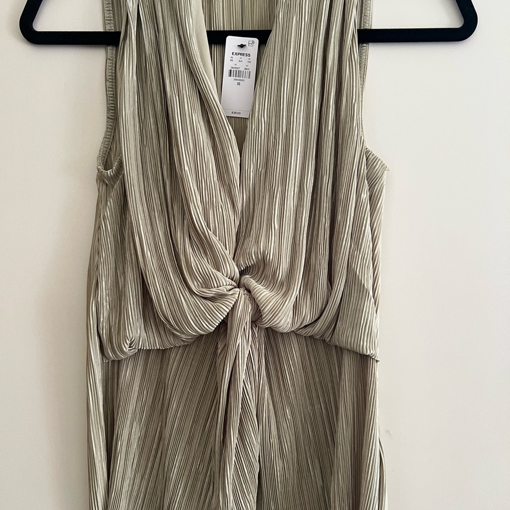 Express Metallic Pleated Top